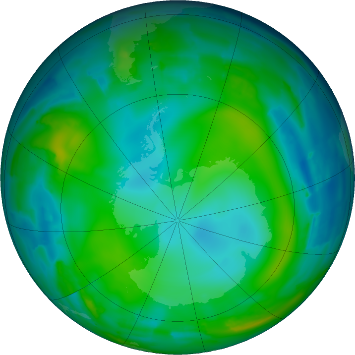 Antarctic ozone map for 08 June 2011